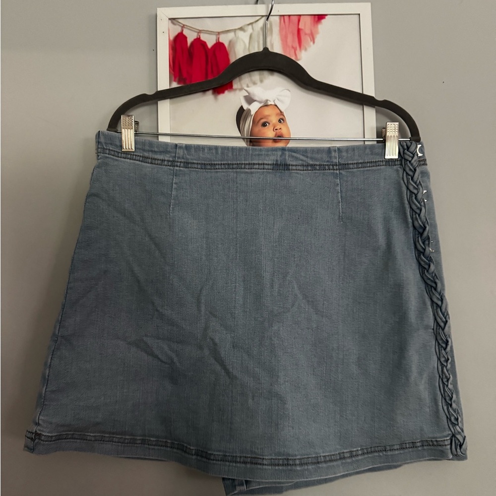 Casual Blue Denim Mini Skort